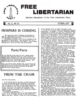 FREE LIBERTARIAN Monthly Newsletter of the Free Libertarian Party I OCTOBERJ1973I]