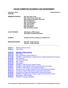 House Committee on Energy and Environment