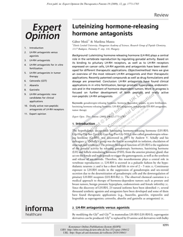 Luteinizing Hormone-Releasing Hormone Antagonists