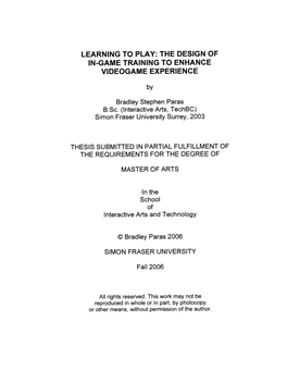 Learning to Play: the Design of In-Game Training to Enhance Videogame Experience