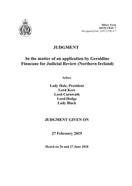 Geraldine Finucane for Judicial Review (Northern Ireland)