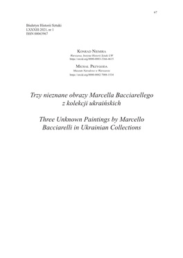 Trzy Nieznane Obrazy Marcella Bacciarellego Z Kolekcji Ukraińskich