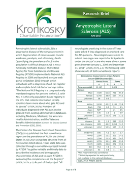 Amyotrophic Lateral Sclerosis (ALS) JUNE 2017