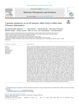 A Genomic Perspective on an Old Question: Salmo Trouts Or Salmo Trutta (Teleostei: Salmonidae)?