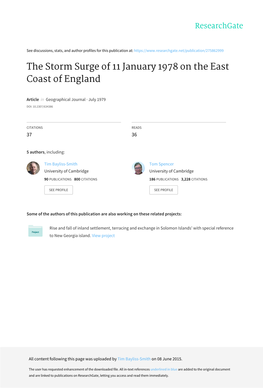 The Storm Surge of 11 January 1978 on the East Coast of England