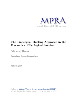 The Tinbergen Hueting Approach in the Economics of Ecological Survival