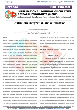 Continuous Integration and Automation