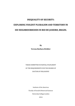 The Inequality of Secuity in Rio De Janeiro