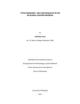 “Little Kingdoms”: Adat and Inequality in the Kei Islands, Eastern Indonesia