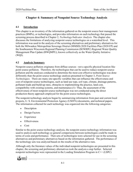 Chapter 4: Summary of Nonpoint Source Technology Analysis