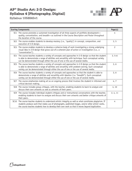 AP® Studio Art: 2-D Design: Syllabus 4 [Photography, Digital] Syllabus 1058845V1