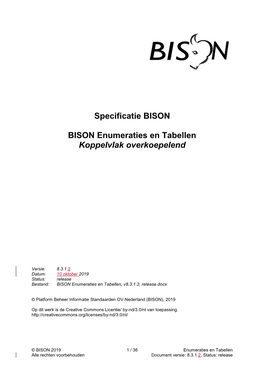 BISON Enumeraties En Tabellen Koppelvlak Overkoepelend