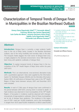 Characterization of Temporal Trends of Dengue Fever in Municipalities in the Brazilian Northeast Outback Original