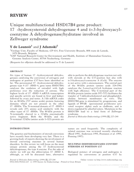 17Β-Hydroxysteroid Dehydrogenase 4 and D-3-Hydroxyacyl