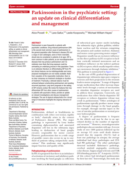 Parkinsonism in the Psychiatric Setting: an Update on Clinical Differentiation and Management