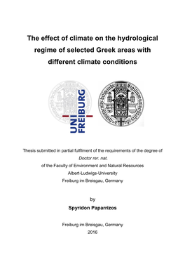 The Effect of Climate on the Hydrological Regime of Selected Greek Areas with Different Climate Conditions