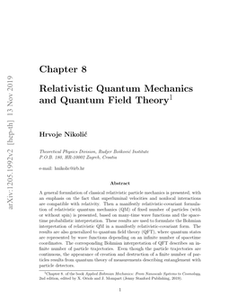 Chapter 8 Relativistic Quantum Mechanics and Quantum Field Theory
