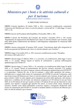 Decreto Direttoriale 25 Agosto 2020