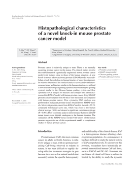 Histopathological Characteristics of a Novel Knock-In Mouse Prostate Cancer Model