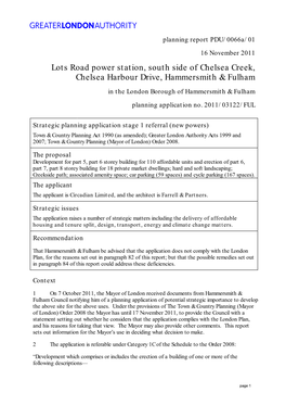 Lots Road Power Station, South Side of Chelsea Creek, Chelsea Harbour Drive, Hammersmith & Fulham in the London Borough of Hammersmith & Fulham