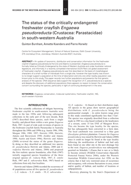 The Status of the Critically Endangered Freshwater Crayfish Engaewa