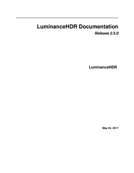 Luminancehdr Documentation Release 2.5.0