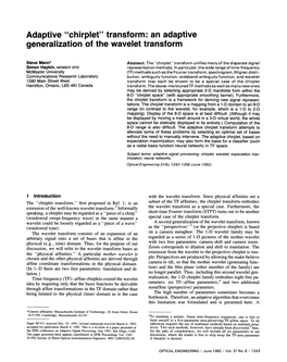 Adaptive "Chirplet" Transform: an Adaptive Generalization of the Wavelet Transform