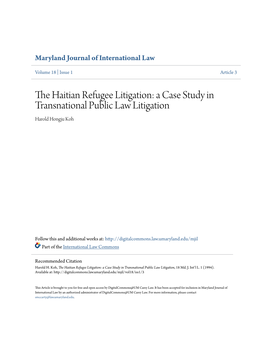 The Haitian Refugee Litigation: a Case Study in Transnational Public Law Litigation, 18 Md