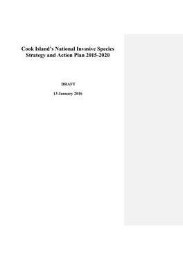 Cook Island's National Invasive Species Strategy and Action Plan