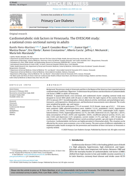 Cardiometabolic Risk Factors in Venezuela. the EVESCAM Study