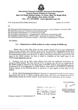 Zone Wise List of Officers Not Registered in APAR Module