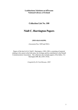Niall C. Harrington Papers