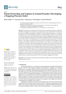 Parrot Ownership and Capture in Coastal Ecuador: Developing a Trapping Pressure Index