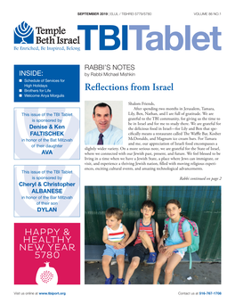 September 2019 | Elul / Tishrei 5779/5780 Volume 86 No.1