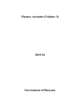 Finance Accounts (Volume- I) 2015-16 Government of Haryana