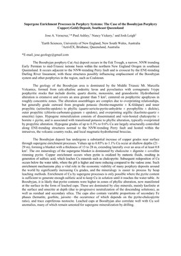 Supergene Enrichment Processes in Porphyry Systems: the Case of the Booubyjan Porphyry Copper(-Gold) Deposit, Southeast Queensland