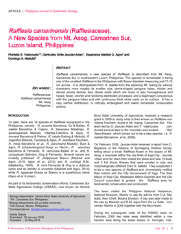 Rafflesia Camarinensis (Rafflesiaceae), a New Species from Mt