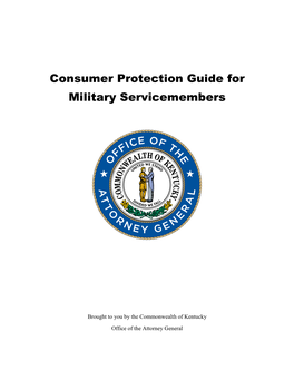 Consumer Protection Guide for Military Servicemembers