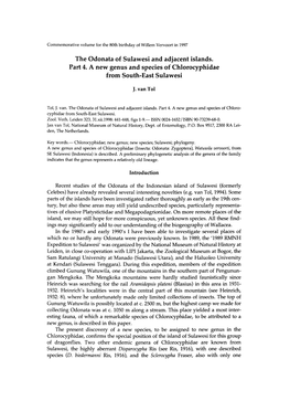 The Odonata of Sulawesi and Adjacent Islands. Part 4. a New Genus and Species of Chlorocyphidae from South-East Sulawesi