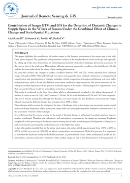 Contribution of Images ETM and GIS for the Detection of Dynamic