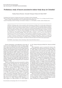 Preliminary Study of Insects Associated to Indoor Body Decay in Colombia1