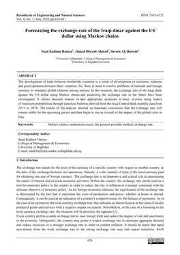 Forecasting the Exchange Rate of the Iraqi Dinar Against the US Dollar Using Markov Chains