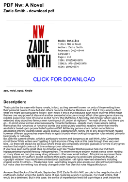 [634223E] PDF Nw: a Novel Zadie Smith