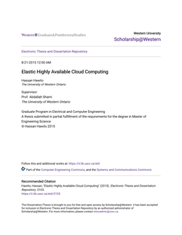 Elastic Highly Available Cloud Computing
