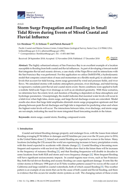 Storm Surge Propagation and Flooding in Small Tidal Rivers During Events of Mixed Coastal and Fluvial Inﬂuence