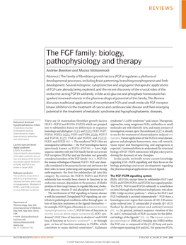 The FGF Family: Biology, Pathophysiology and Therapy