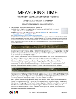 Measuring Time: the Ancient Egyptian Invention of the Clock