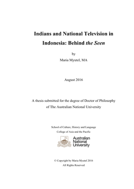 Indians and National Television in Indonesia: Behind the Seen