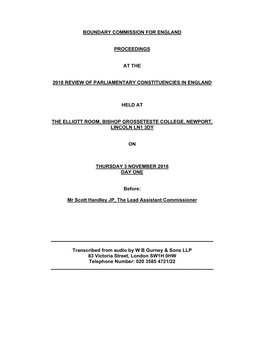 Boundary Commission for England Proceedings At