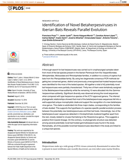 Identification of Novel Betaherpesviruses in Iberian Bats Reveals Parallel Evolution